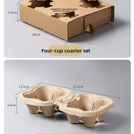 Disposable Coffee Cup Holder Milk Tea Cup Holder Cup Stand Paper Tea Tray Beverage Takeaway Holder