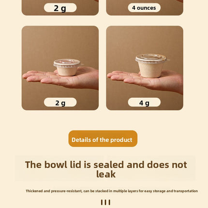 Disposable Paper Pulp Sealed Biodegradable Sauce Cup Condiment Cup Small Cup Takeaway Bowl with Lid