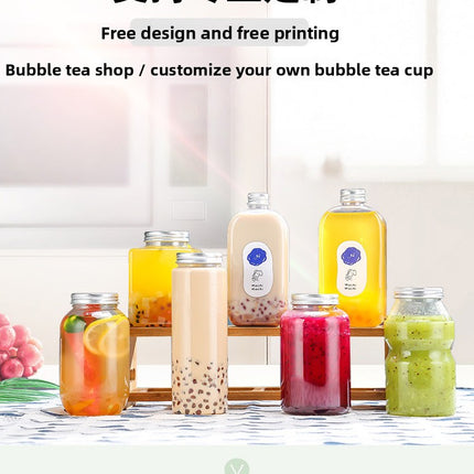 Sujiang Thai Tea Cup 500ml Internet Celebrity PET Bottle Juice Bottle Disposable Cup Plastic Cup Juice Cup Milk Tea Bottle PET Material