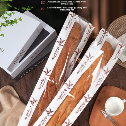 French Stick Bag French Bread Packaging Envelope Bag Long Caterpillar Bread Bag Baking Bag Oil-Proof Kraft Paper Bag