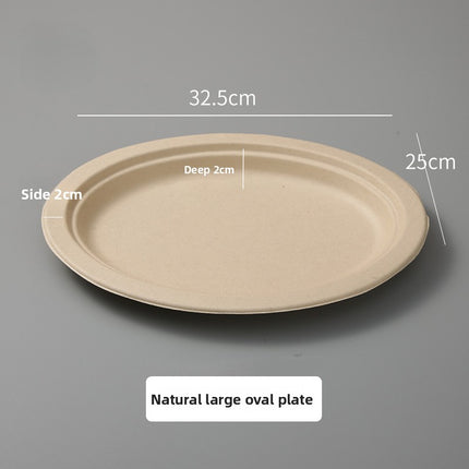 Disposable Oval Paper Plates Dish Plates Biodegradable Pulp Tableware Fruit Plates Party BBQ Plates Paper Plates