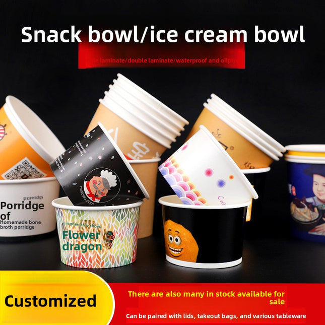 Disposable Paper Bowl Custom Round Takeaway Packaging Box Custom Soup Bucket Soup Box Soup Cup Porridge Cup Wholesale Printing Logo