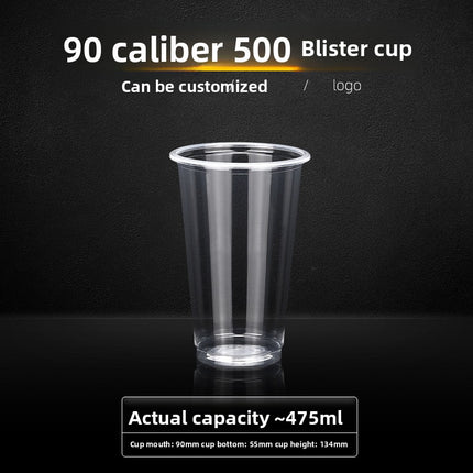 90 Caliber Disposable Blister Milk Tea Cup Plastic Cup 500ml700ml Resistant to Fall and Damage Can Be Made on Demand