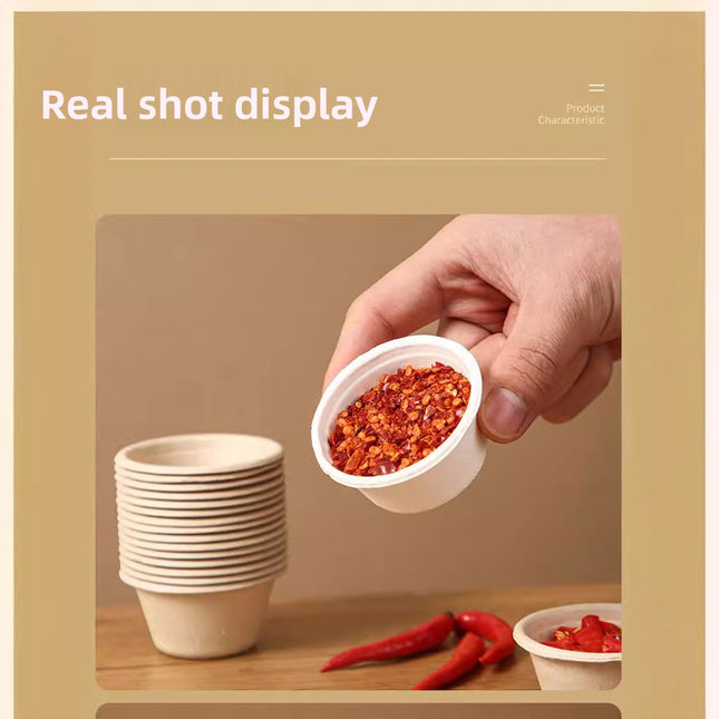 Disposable Paper Pulp Sealed Biodegradable Sauce Cup Condiment Cup Small Cup Takeaway Bowl with Lid