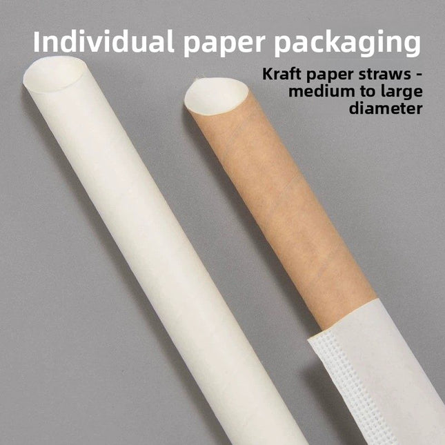 Paper Straws Disposable Individually Packaged Thick Food Grade Drinking Milk Tea Coffee Eco-friendly Large Straws Single Piece Independent
