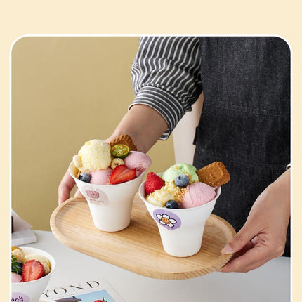 Disposable Internet Celebrity Handheld Chestnut Cup Croissant Ice Cream Paper Cup Shaved Ice Cup Biodegradable Ice Cream Dessert Bowl