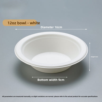 Disposable Paper Pulp Bowl Tableware Set Paper Bowl Commercial Household Bowl Biodegradable Whole Box Disposable Round Dinner Bowl