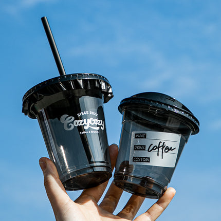 Black Milk Tea Cup Disposable Milk Tea Cup PET Milk Tea Cup Coffee Cup Cold Drink Cup Plastic Cup Black Transparent Cup