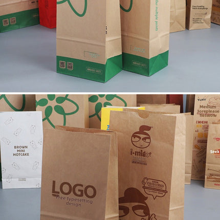 Universal Kraft Paper Bag Wholesale Refrigerator Storage Bread Food Packaging Bag Take out Take Away Oil-Proof Wrapping Paper Bag 100 Pcs