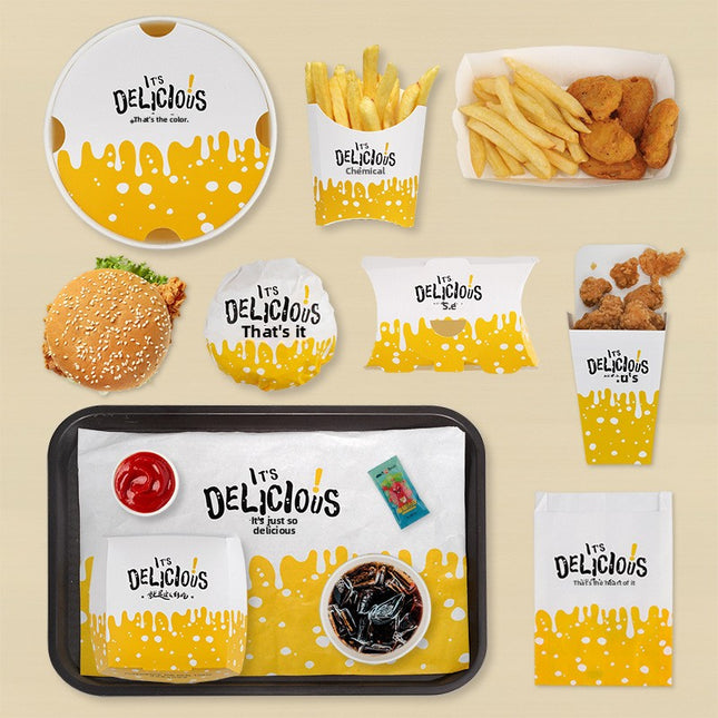 No-Fold Hamburger Box French Fries Chicken Nuggets Chicken Wings Chicken Fillet Chicken Chunks Snack Platter Korean Fried Chicken Takeout Packing Boat Box