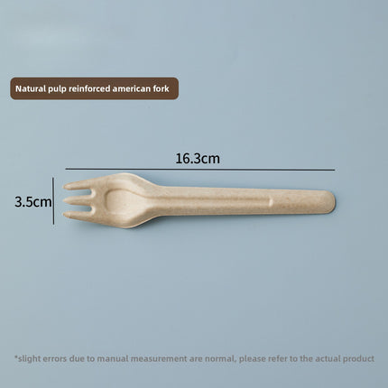 Disposable Paper Pulp Knife Fork Spoon Food Grade Hardened Cake Fork Western Dessert Tableware Eco-friendly Biodegradable Three-piece Set