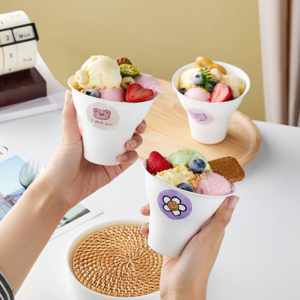 Disposable Internet Celebrity Handheld Chestnut Cup Croissant Ice Cream Paper Cup Shaved Ice Cup Biodegradable Ice Cream Dessert Bowl