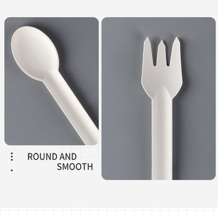 Disposable Paper Pulp Knife Fork Spoon Food Grade Hardened Cake Fork Western Dessert Tableware Eco-friendly Biodegradable Three-piece Set