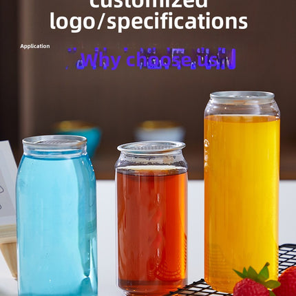 Custom PET Beverage Cans Plastic Easy-Open Cans Sparkling Water Milk Tea Cups Plastic Bottles Disposable Transparent Beverage Bottles