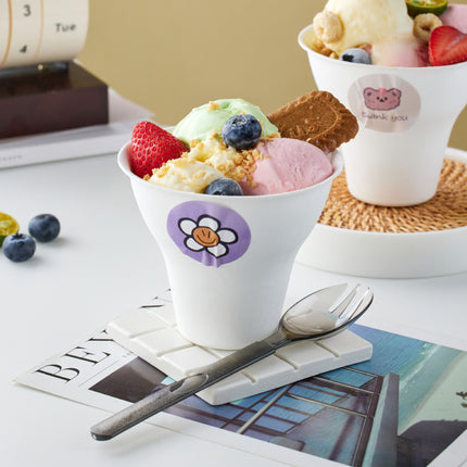 Disposable Internet Celebrity Handheld Chestnut Cup Croissant Ice Cream Paper Cup Shaved Ice Cup Biodegradable Ice Cream Dessert Bowl
