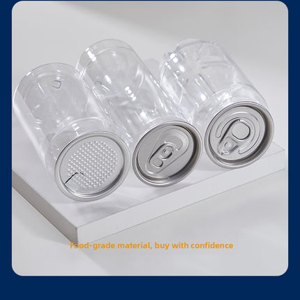 Cross-Border Wholesale Plastic Easy-Open Cans Transparent PET Milk Tea Cups Empty Bottles Sealed Cans Bubble Fruit Juice Beverage Cans