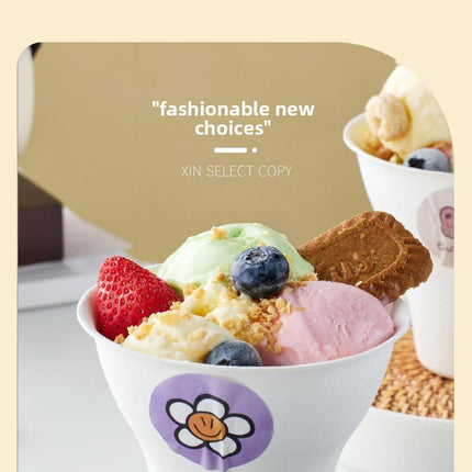 Disposable Internet Celebrity Handheld Chestnut Cup Croissant Ice Cream Paper Cup Shaved Ice Cup Biodegradable Ice Cream Dessert Bowl