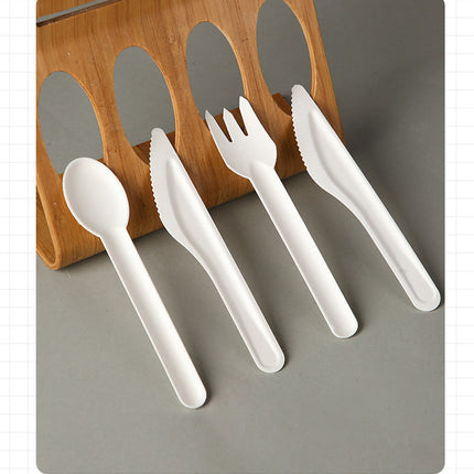 Disposable Paper Pulp Knife Fork Spoon Food Grade Hardened Cake Fork Western Dessert Tableware Eco-friendly Biodegradable Three-piece Set