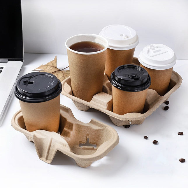 Disposable Coffee Cup Holder Milk Tea Cup Holder Cup Stand Paper Tea Tray Beverage Takeaway Holder