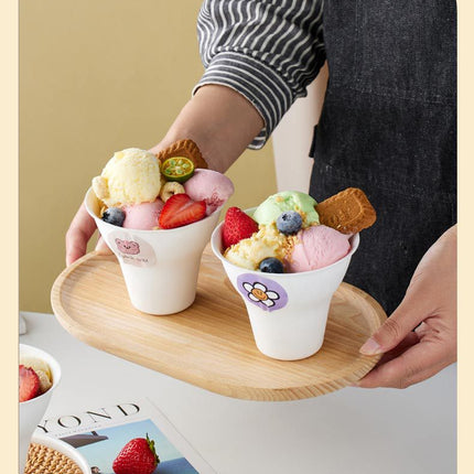 Disposable Internet Celebrity Handheld Chestnut Cup Croissant Ice Cream Paper Cup Shaved Ice Cup Biodegradable Ice Cream Dessert Bowl