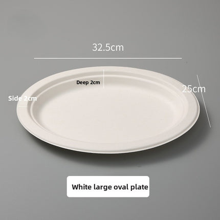 Disposable Oval Paper Plates Dish Plates Biodegradable Pulp Tableware Fruit Plates Party BBQ Plates Paper Plates