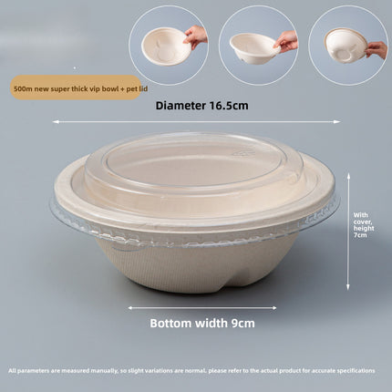 Disposable Paper Pulp Bowl Tableware Set Paper Bowl Commercial Household Bowl Biodegradable Whole Box Disposable Round Dinner Bowl