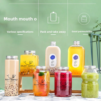 Sujiang Thai Tea Cup 500ml Internet Celebrity PET Bottle Juice Bottle Disposable Cup Plastic Cup Juice Cup Milk Tea Bottle PET Material