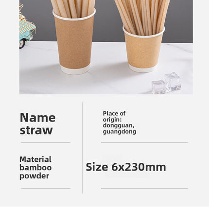 Wholesale Bamboo Powder Fully Biodegradable Straws 6*230 Individually Packaged Disposable Eco-friendly Juice Beverage Straws