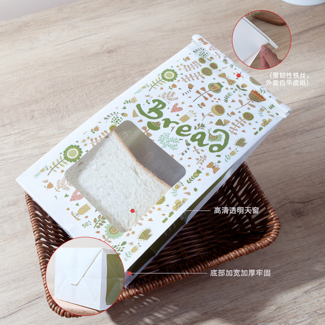Toast Bread Bag Customized Transparent Window Bread Bag Food Packaging Bag Kraft Paper Wire Curling Toast Bag