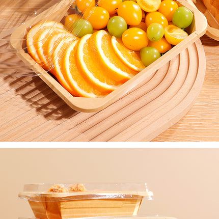 Disposable Lunch Box Kraft Paper Takeout Box Rectangular Takeaway Packaging Box Thickened with Lid Fruit Salad Picnic Box