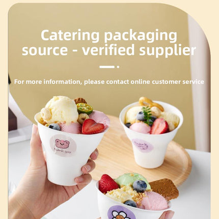 Disposable Internet Celebrity Handheld Chestnut Cup Croissant Ice Cream Paper Cup Shaved Ice Cup Biodegradable Ice Cream Dessert Bowl