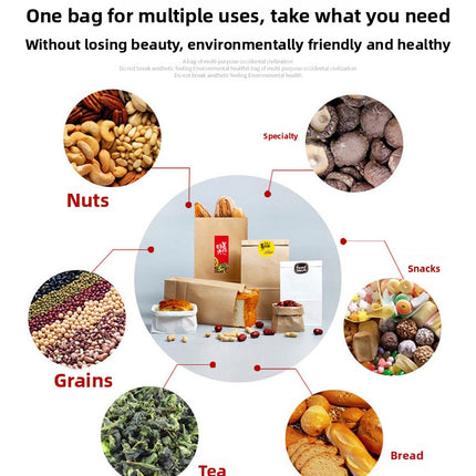 Universal Kraft Paper Bag Wholesale Refrigerator Storage Bread Food Packaging Bag Take out Take Away Oil-Proof Wrapping Paper Bag 100 Pcs