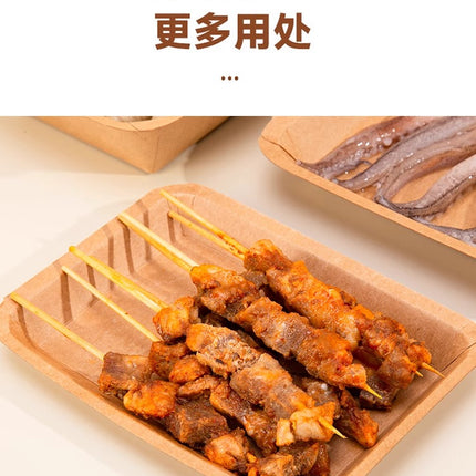 Disposable Plates Dinner Plates Kraft Paper Trays Picnic BBQ Fried Skewers Bird Dinner Boxes Plates Takeaway Tableware Fruit