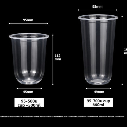 90 Caliber Disposable Blister Milk Tea Cup Plastic Cup 500ml700ml Resistant to Fall and Damage Can Be Made on Demand