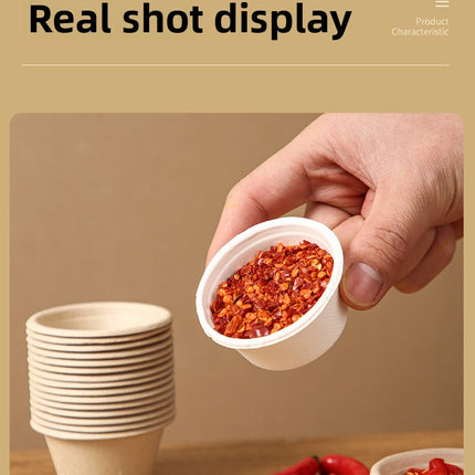 Disposable Paper Pulp Sealed Biodegradable Sauce Cup Condiment Cup Small Cup Takeaway Bowl with Lid