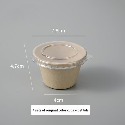 Disposable Paper Pulp Sealed Biodegradable Sauce Cup Condiment Cup Small Cup Takeaway Bowl with Lid