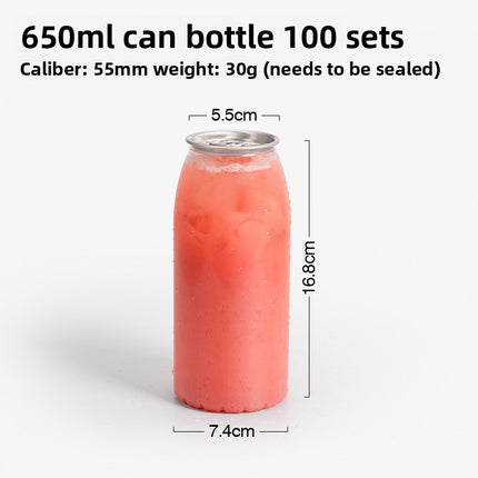 Can Sealing Machine Thickened PET Transparent Plastic Can Juice Beverage Bottle Disposable Milk Tea Cup with Aluminum Lid