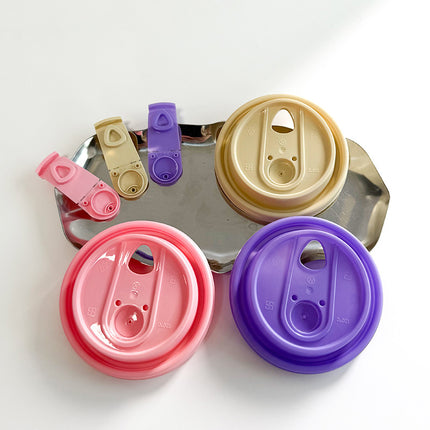 Disposable Cup Lid Coffee Multi-Functional Paper Cup Lid Colorful 90mm Diameter Milk Tea Cup Lid Direct Drinking Foldable Lid Injection Molded Lid