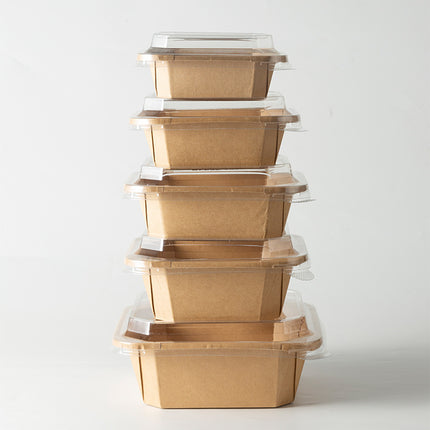 Disposable Kraft Paper Takeaway Box Square Octagonal Bowl Thickened with Lid Eco-friendly Lunch Box Bento Salad Box