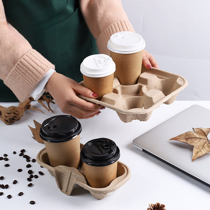 Disposable Coffee Cup Holder Milk Tea Cup Holder Cup Stand Paper Tea Tray Beverage Takeaway Holder