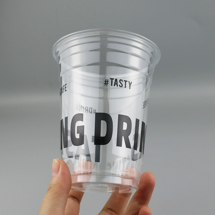 Disposable Transparent Customised Logo Plastic PET Drinking Cups with Lid Cold Coffee Cups