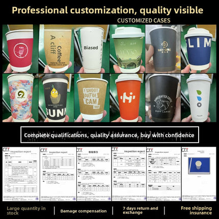 Wholesale Disposable Paper Cups with Lids, Thickened Double-layer Paper Hollow Cups, Heat Insulation, Anti-scalding, for Hot Drinks, Milk Tea, Coffee Cups