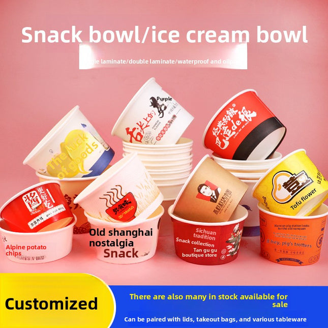 Disposable Paper Bowl Custom Round Takeaway Packaging Box Custom Soup Bucket Soup Box Soup Cup Porridge Cup Wholesale Printing Logo