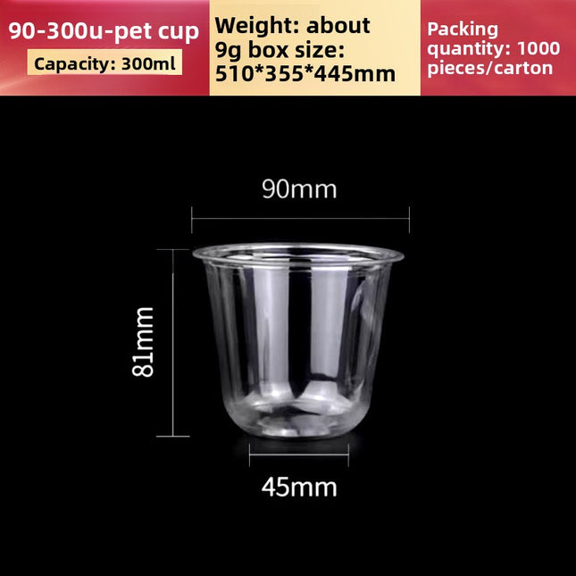 Cross-Border Hot-Selling 92 Caliber Coffee Cup Tea Cup Milk Tea Cup Disposable Plastic Cup Sealed with Lid Transparent Commercial Use