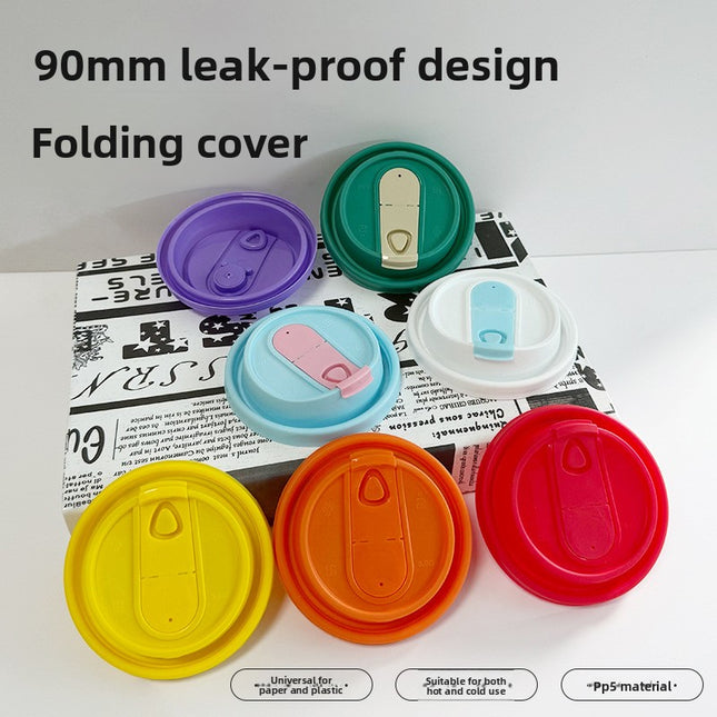 Disposable Cup Lid Coffee Multi-Functional Paper Cup Lid Colorful 90mm Diameter Milk Tea Cup Lid Direct Drinking Foldable Lid Injection Molded Lid
