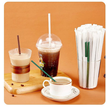 Biodegradable PLA Disposable Coffee Stirring Stick Three-Hole Tube Single Piece Individually Packaged Food-Grade Biodegradable Straw