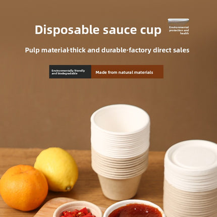 Disposable Paper Pulp Sealed Biodegradable Sauce Cup Condiment Cup Small Cup Takeaway Bowl with Lid