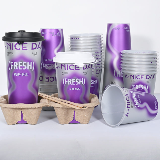 Disposable Milk Tea Cup with Lid Commercial Juice Hot and Cold Drink 90mm Diameter Inner Film Injection Cup Food Grade