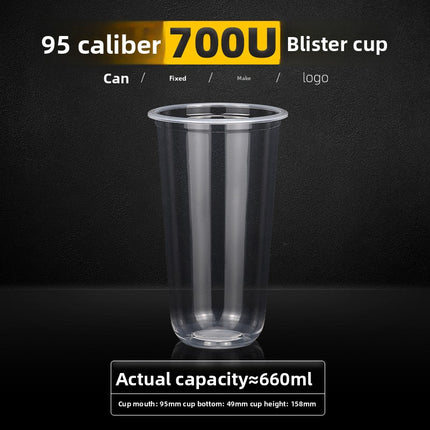90 Caliber Disposable Blister Milk Tea Cup Plastic Cup 500ml700ml Resistant to Fall and Damage Can Be Made on Demand
