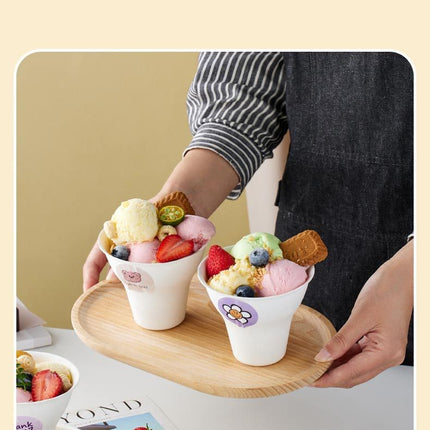 Disposable Internet Celebrity Handheld Chestnut Cup Croissant Ice Cream Paper Cup Shaved Ice Cup Biodegradable Ice Cream Dessert Bowl